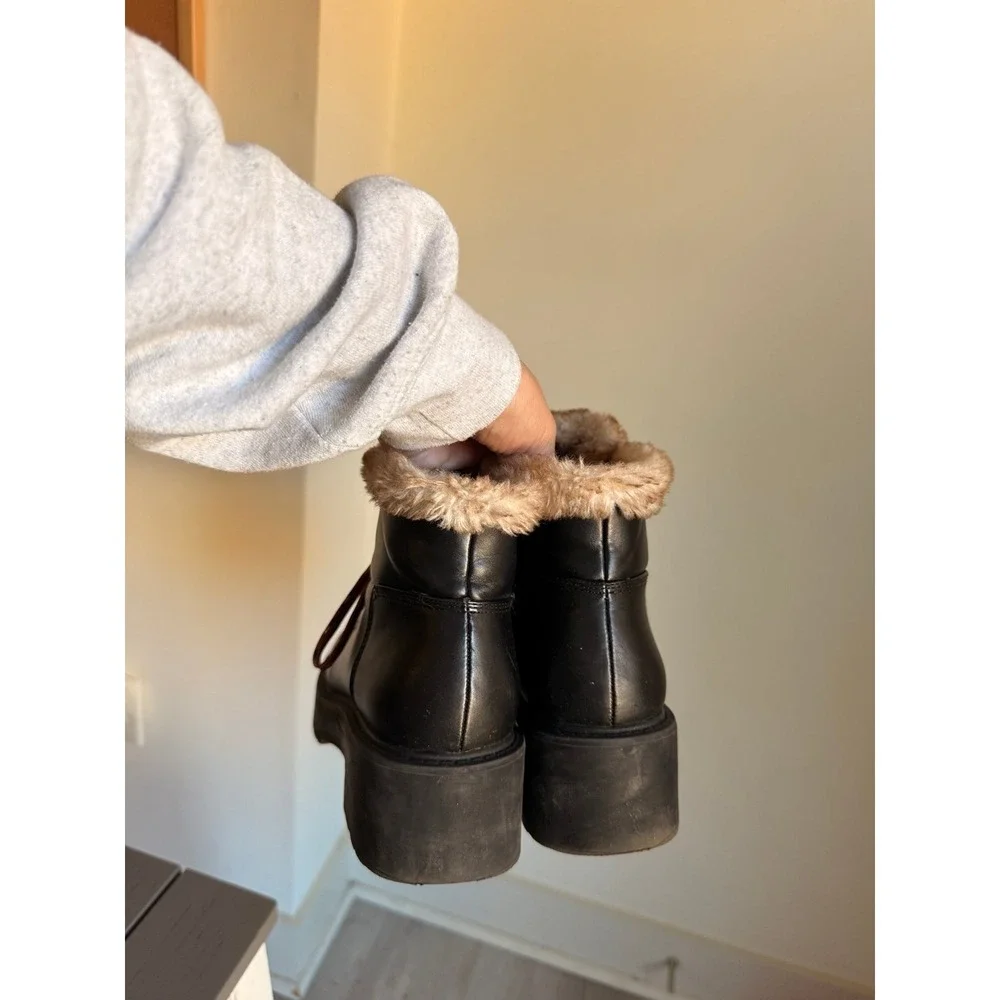American eagle black faux fur‎ boots women's 8